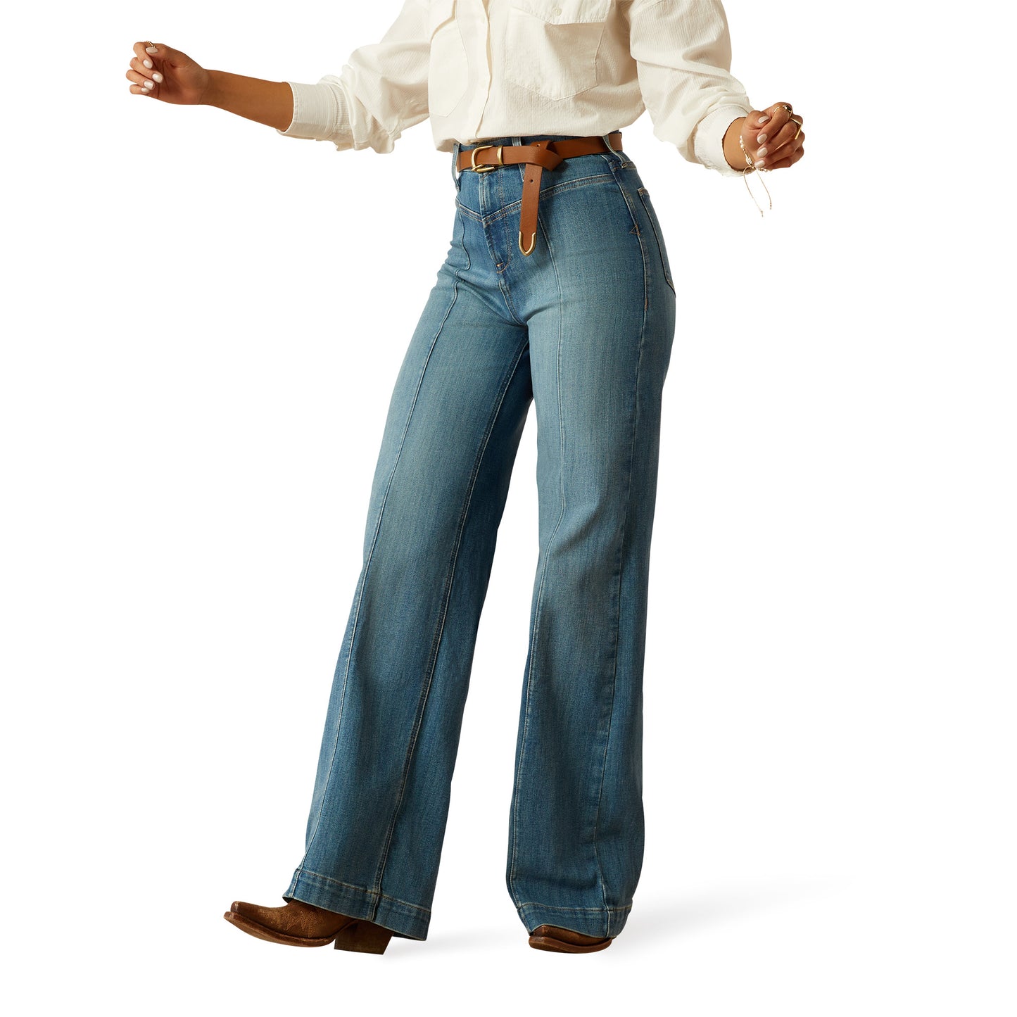 Ladies Ultra High Rise Wide Leg Jeans
