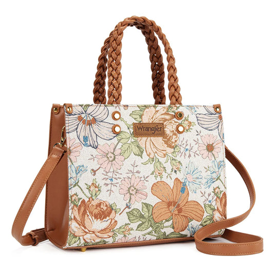 Floral Print Braided Tote Bag