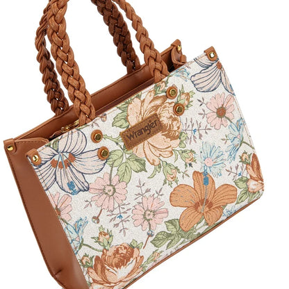 Floral Print Braided Tote Bag