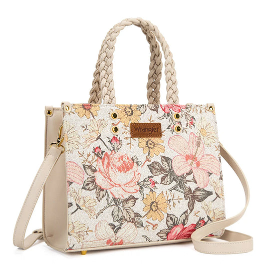 Floral Print Braided Tote Bag
