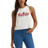Womens Graphic Festival Crop Tank Top Egret