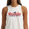 Womens Graphic Festival Crop Tank Top Egret