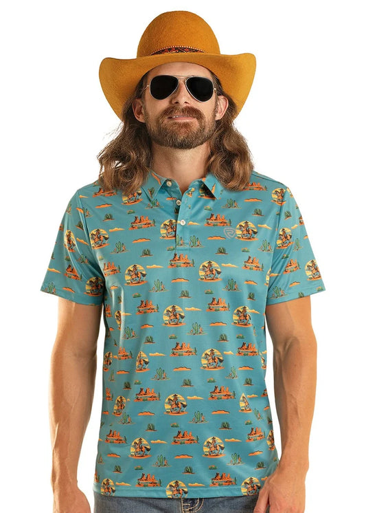 Dale Brisby Western Desert Print Polo