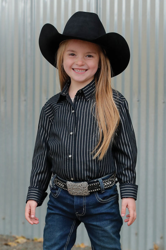 Girls Western Shirt - Black Stripe