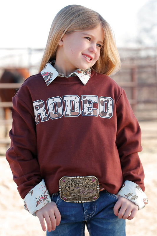 Girls Rodeo Crewneck - Burgundy