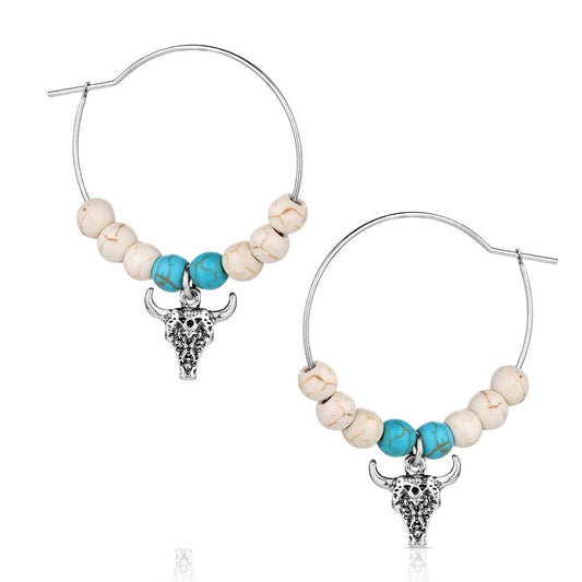Ivory Skies Beaded Hoop Earring