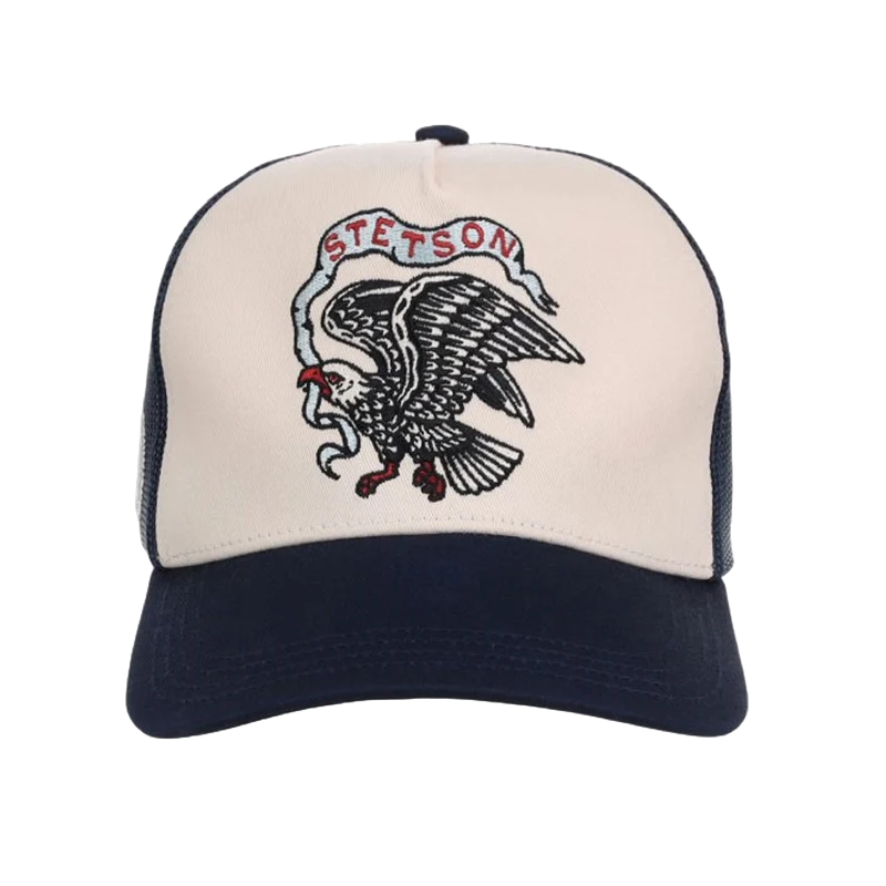 Eagle Embroidered Graphic Navy Trucker