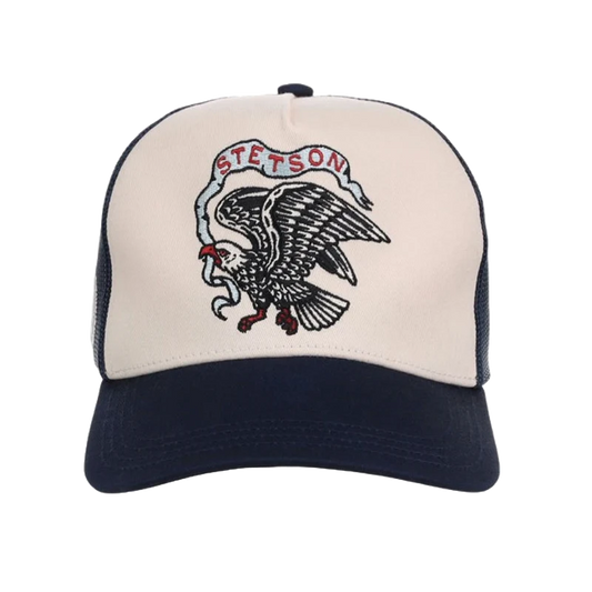 Eagle Embroidered Graphic Navy Trucker