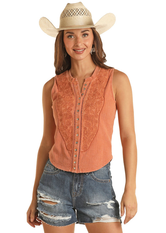 Ladies Sleeveless Shirt - Orange