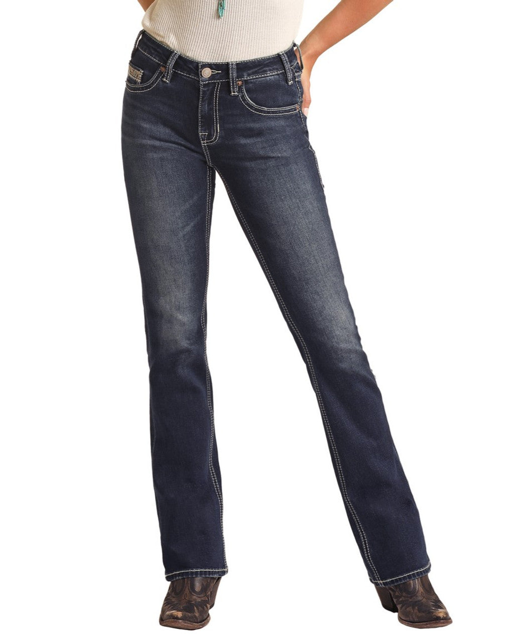 Ladies Mid Rise Bootcut Jeans