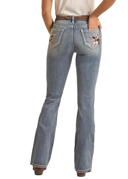 Ladies Mid Rise Bootcut Jeans