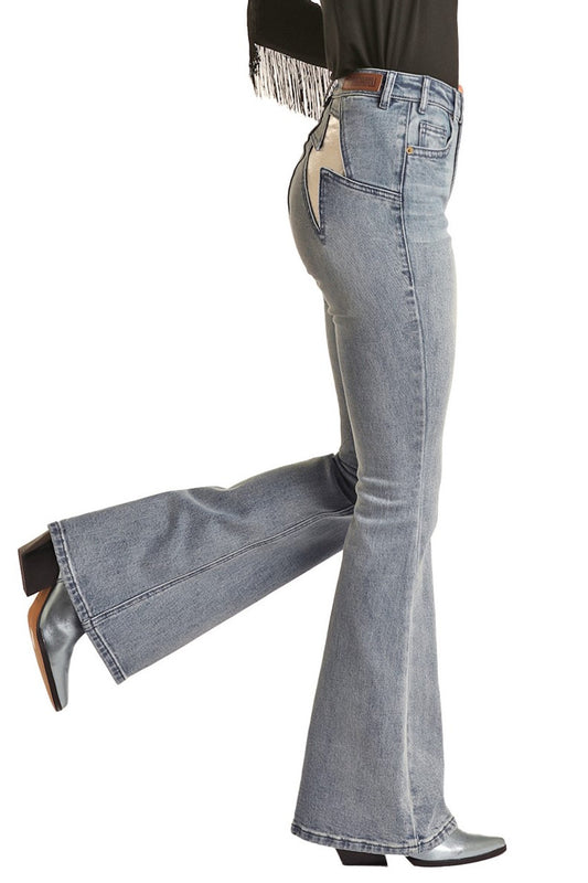 Ladies High Rise Flaire Denim