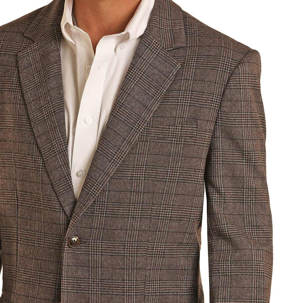 Men's Suit Jacket Plaid Charcoal