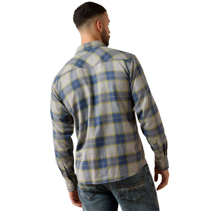 Retro Hiddleston Grey Heather Plaid Fitted Snap Shirt