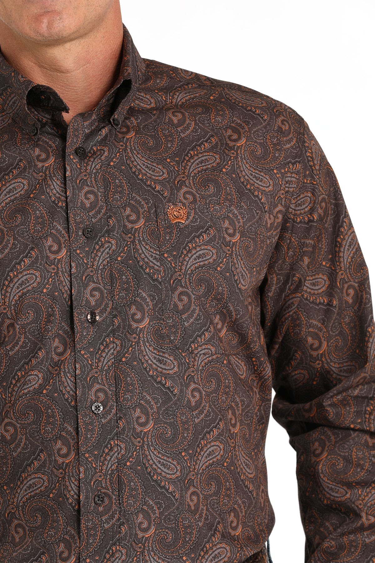 Paisley Print Button-Down Western Shirt