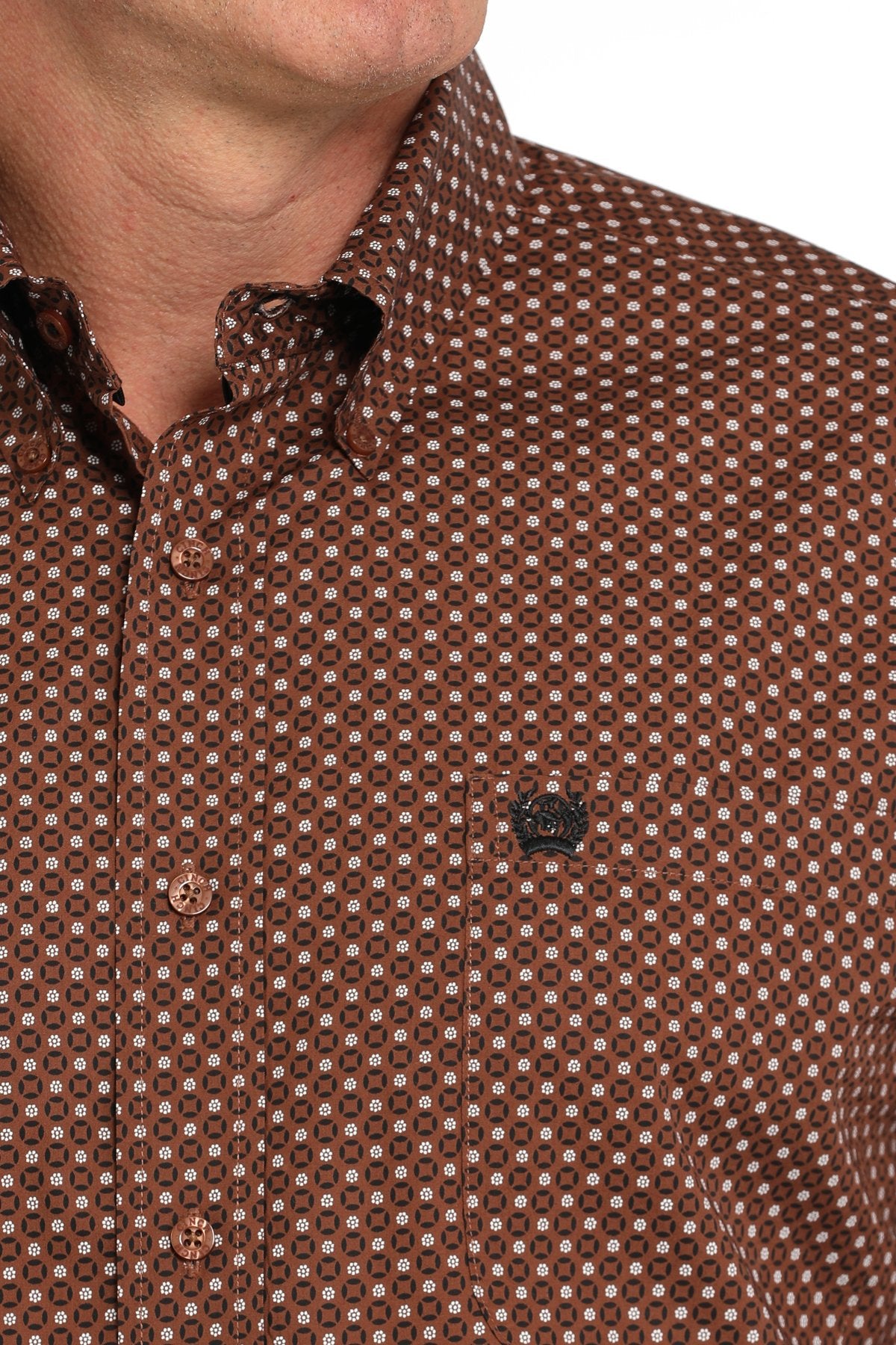 Geometric Print Button Down Western Shirt