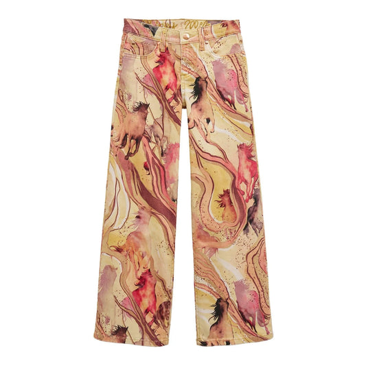 Lainey Wilson Girls Wide Leg Jean - Marbled Horse