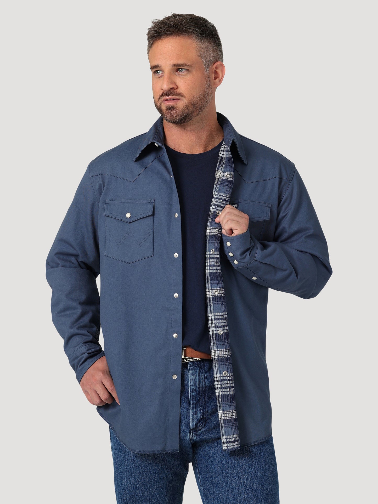 Men's Flannel Lined Workshirt - Blue