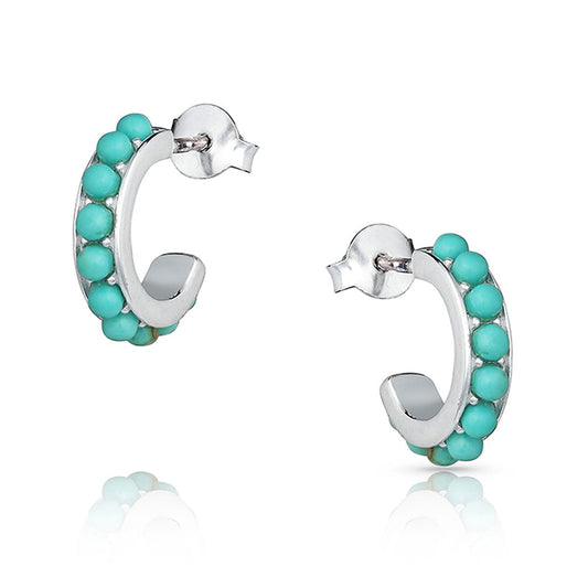 Studded In Turquoise Mini Hoop Earrings