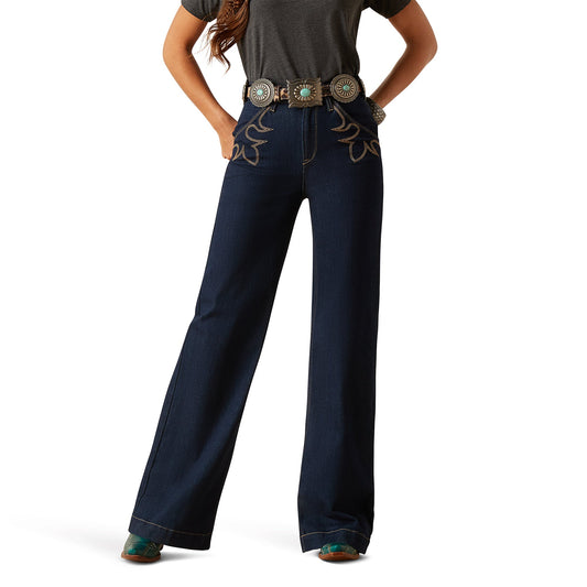 Ladies High Rise Wide Leg Denim