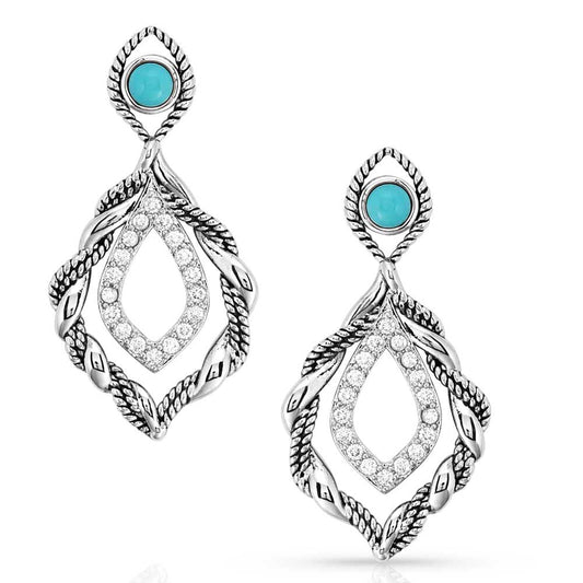 Twisted In Time Crystal Turquoise Earrings