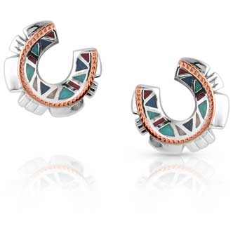 Western Mosaic Horseshoe Earrings