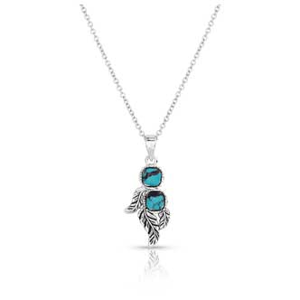 Whispering Winds Feather Turquoise Necklace