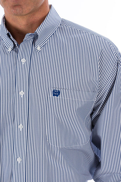 Mens Western Shirt - Royal Pin Stripe