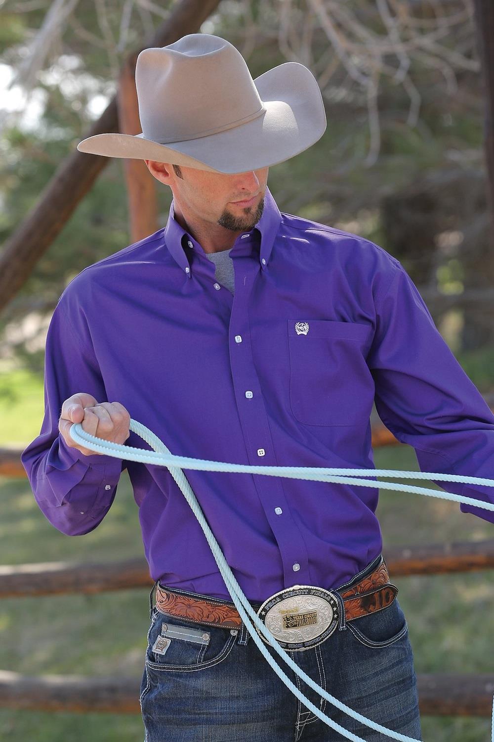 Mens Western Shirt - Solid Purple