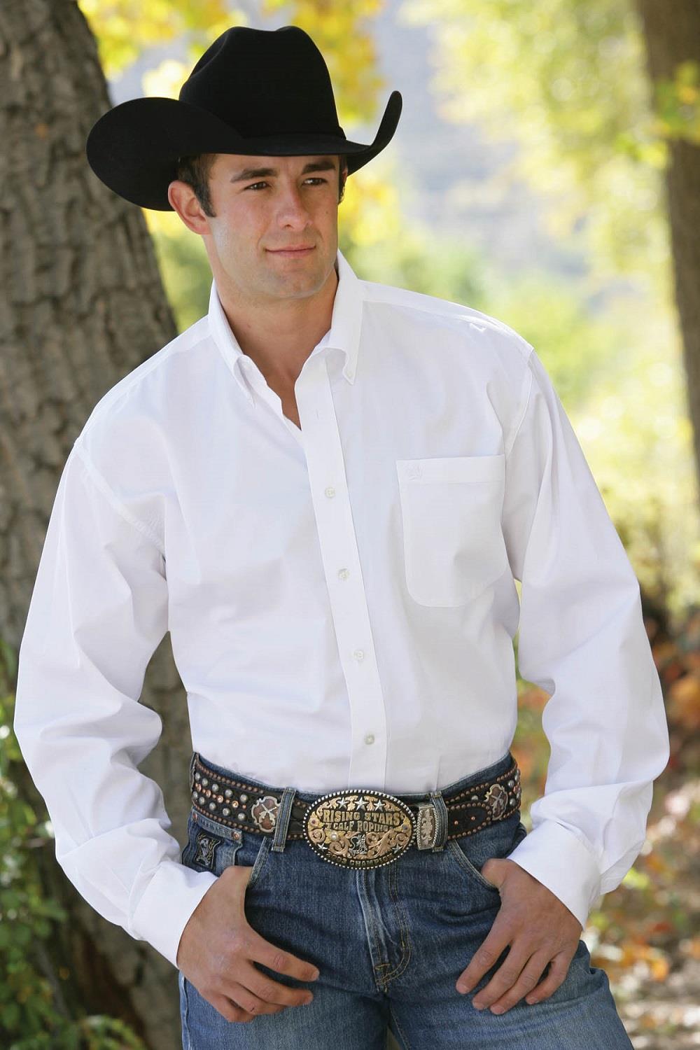 Mens Western Shirt - Solid White