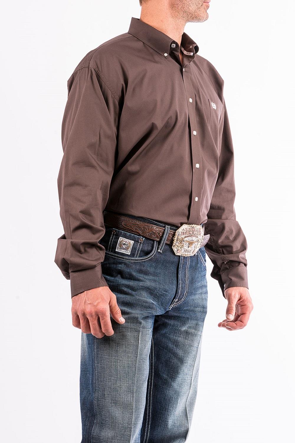 Mens Western Shirt - Solid Brown