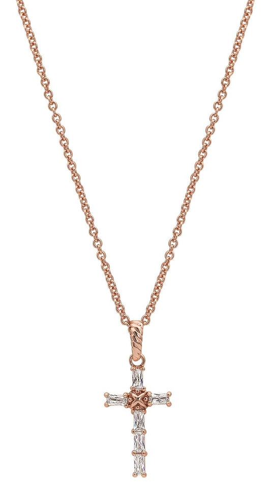 Entwined Rose Gold Brilliant Cross Necklace