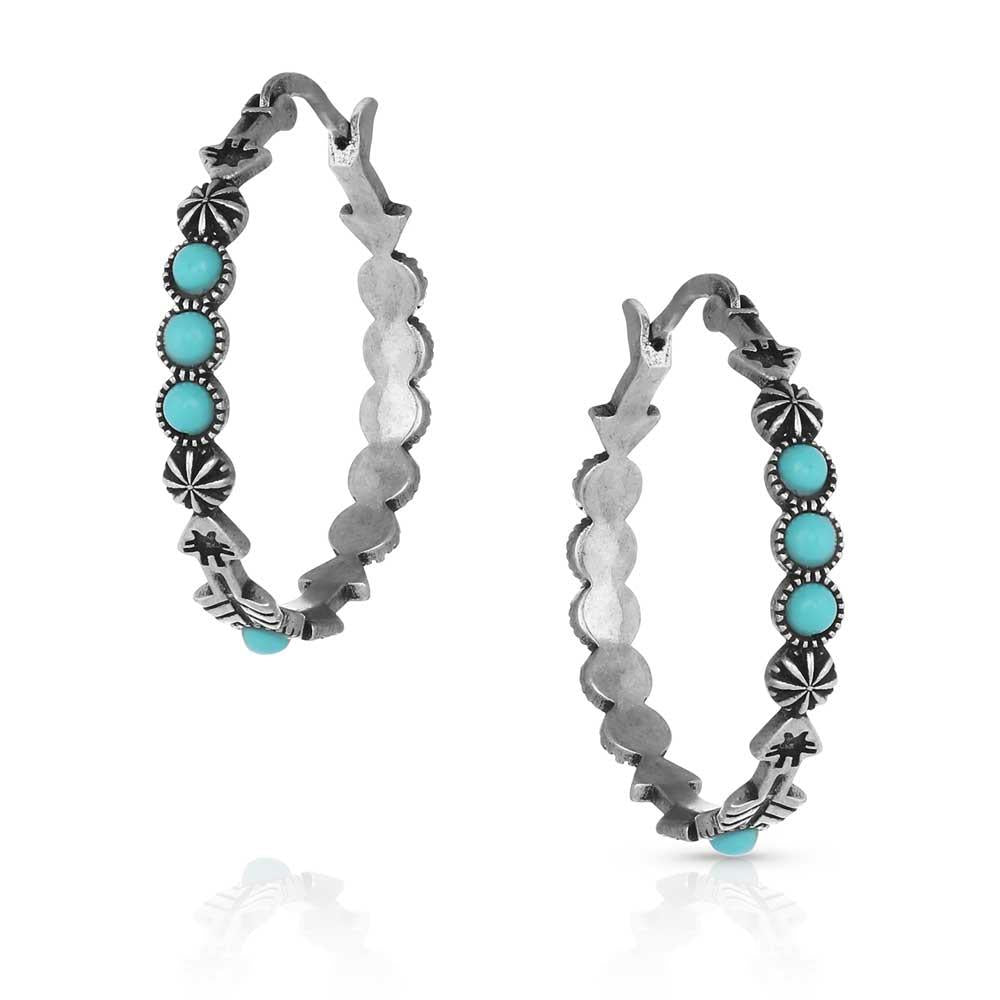 Round Turquoise Hoop Earrings