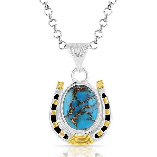 Set in Stone Gold & Turquoise Pendant Necklace