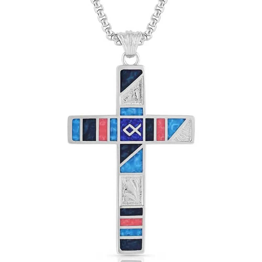 Wrangler Legends Denim Cross Necklace