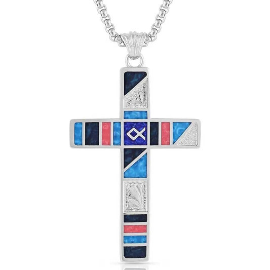 Wrangler Legends Denim Cross Necklace