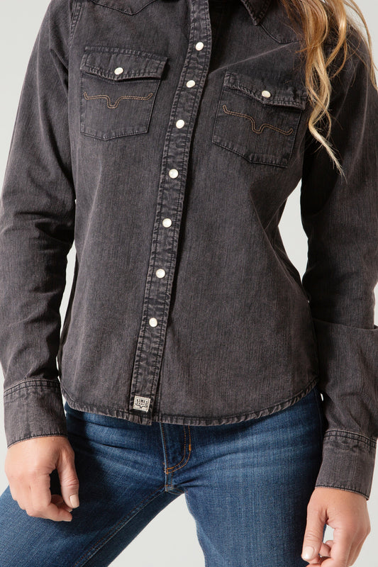 Ladies Kaycee Denim Top - Black